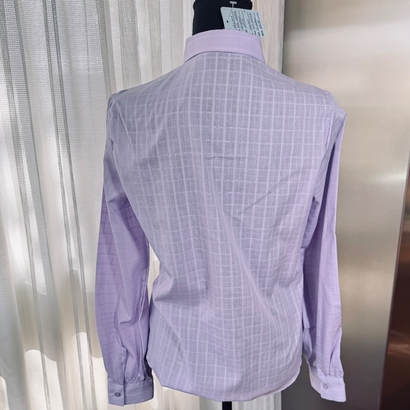 Vintage 1980s blouse, lavender/lilac check, NWT Susan Van Heusen, 6/8 (M) - Picture 7 of 12